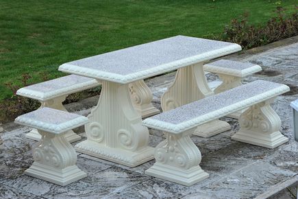 Garden seat and tables